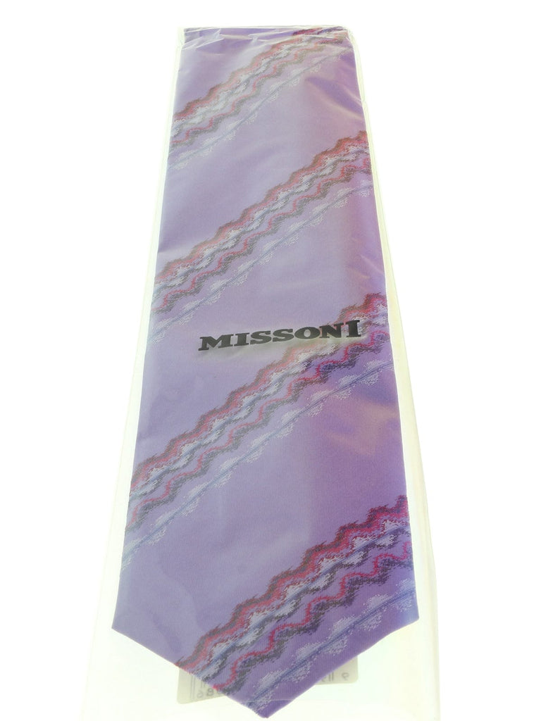 Missoni U4310 Purple Sharkskin Pure Silk Tie