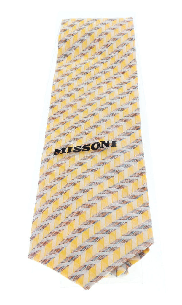 Missoni U4706 Gold/Orange Chevron Pure Silk Tie