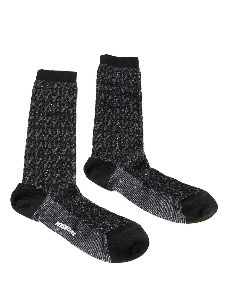 Missoni  Gray/Black Chevron Calf Length Socks