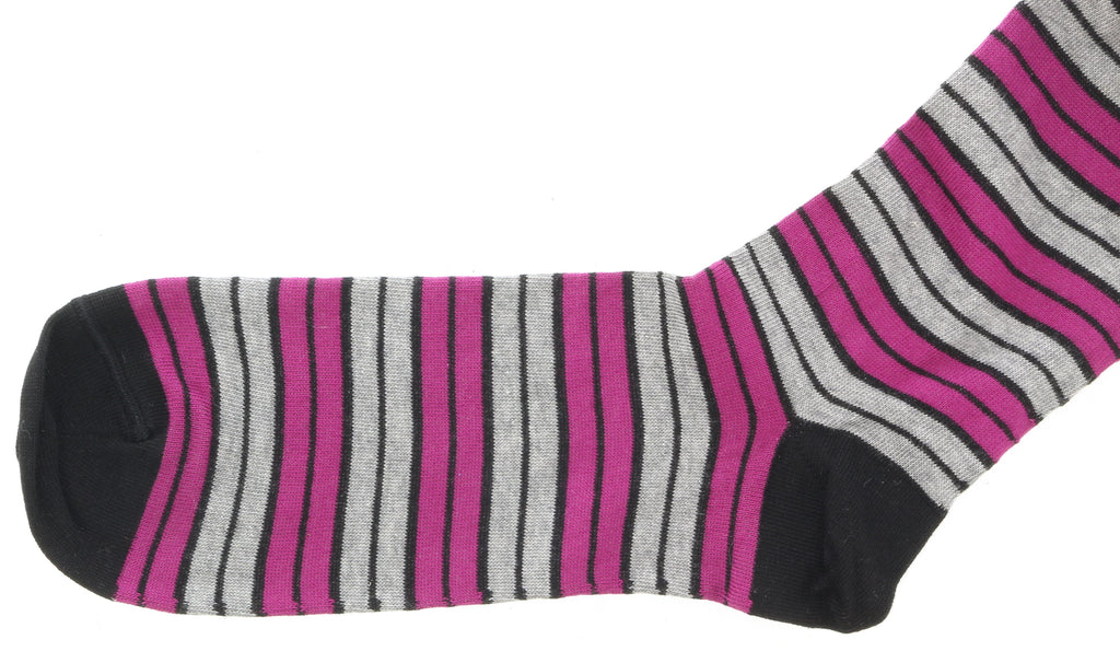 Missoni GM00CMU5685 0002 Gray/Fuschia Striped Calf Length Socks