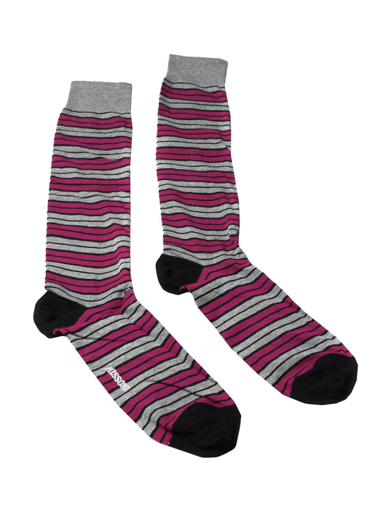 Missoni  Gray/Fuschia Striped Calf Length Socks