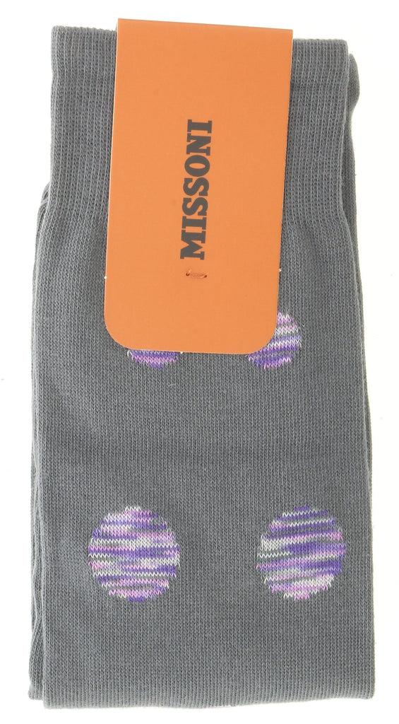 Missoni GM00CMU5701 0005 Gray/Purple Calf Length Socks