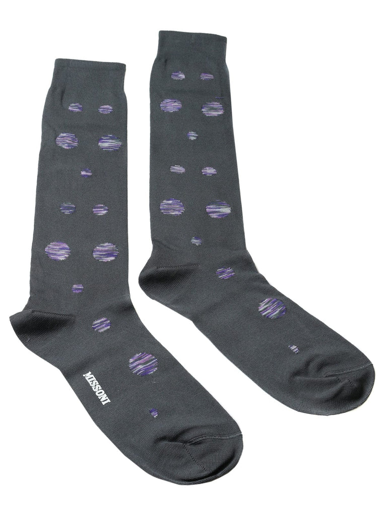 Missoni  Gray/Purple Spotted Calf Length Socks