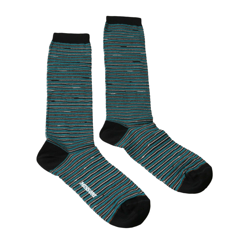Missoni  Teal/Gold Striped Boot Socks
