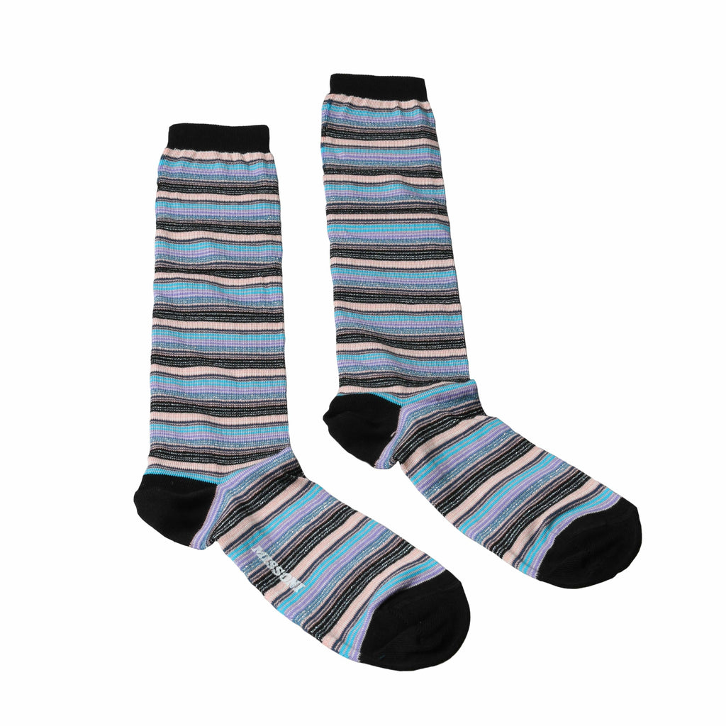 Missoni  Purple/Turquoise Striped Knee Length Socks