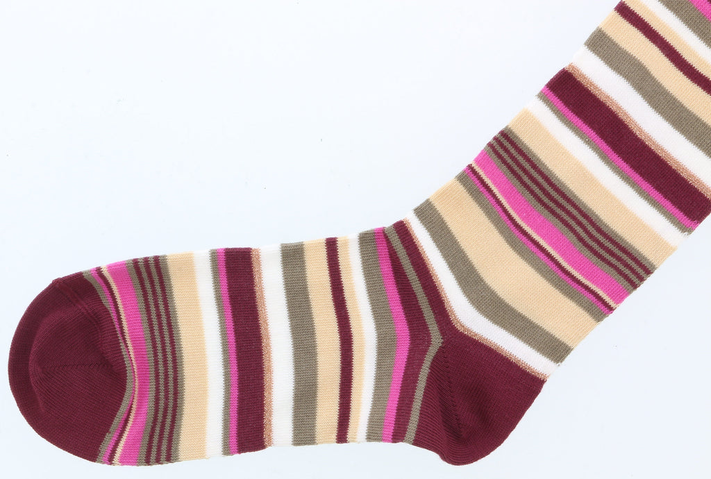 Missoni GM00CMD5219 0001 Burgundy/Pink Striped Knee Length Socks
