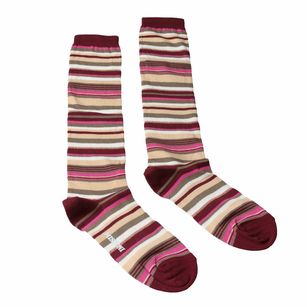 Missoni  Burgundy/Pink Striped Knee Length Socks