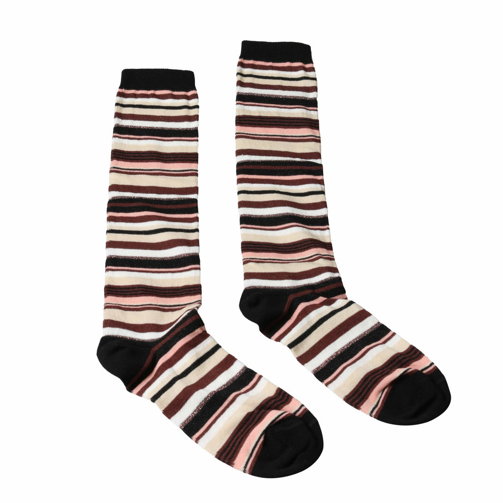Missoni  Burgundy/Peach Striped Knee Length Socks