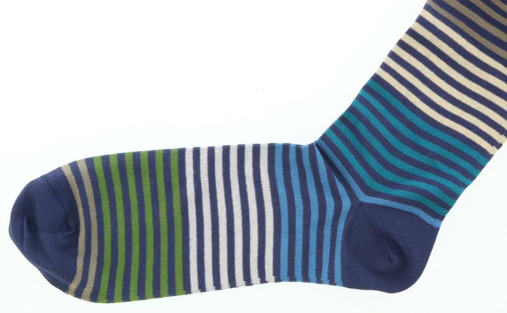 Missoni GM00CMU5233 0003 Turquoise/Green Striped Knee Length Socks