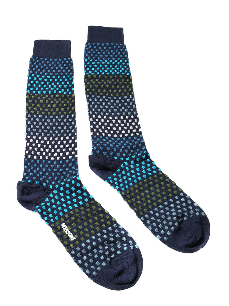 Missoni  Blue/Green Spotted Stripe Knee Length Socks