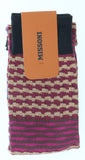 Missoni GM00CMU5238 0002 Tan/Fuchsia Mixed Stripe Knee Length Socks