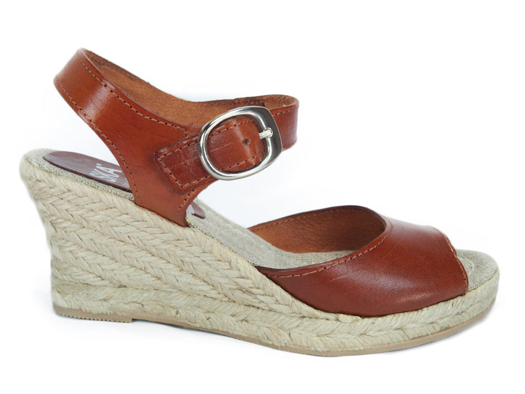 SKA BETTY V5N Tan Espadrille Strappy Wedge Sandals