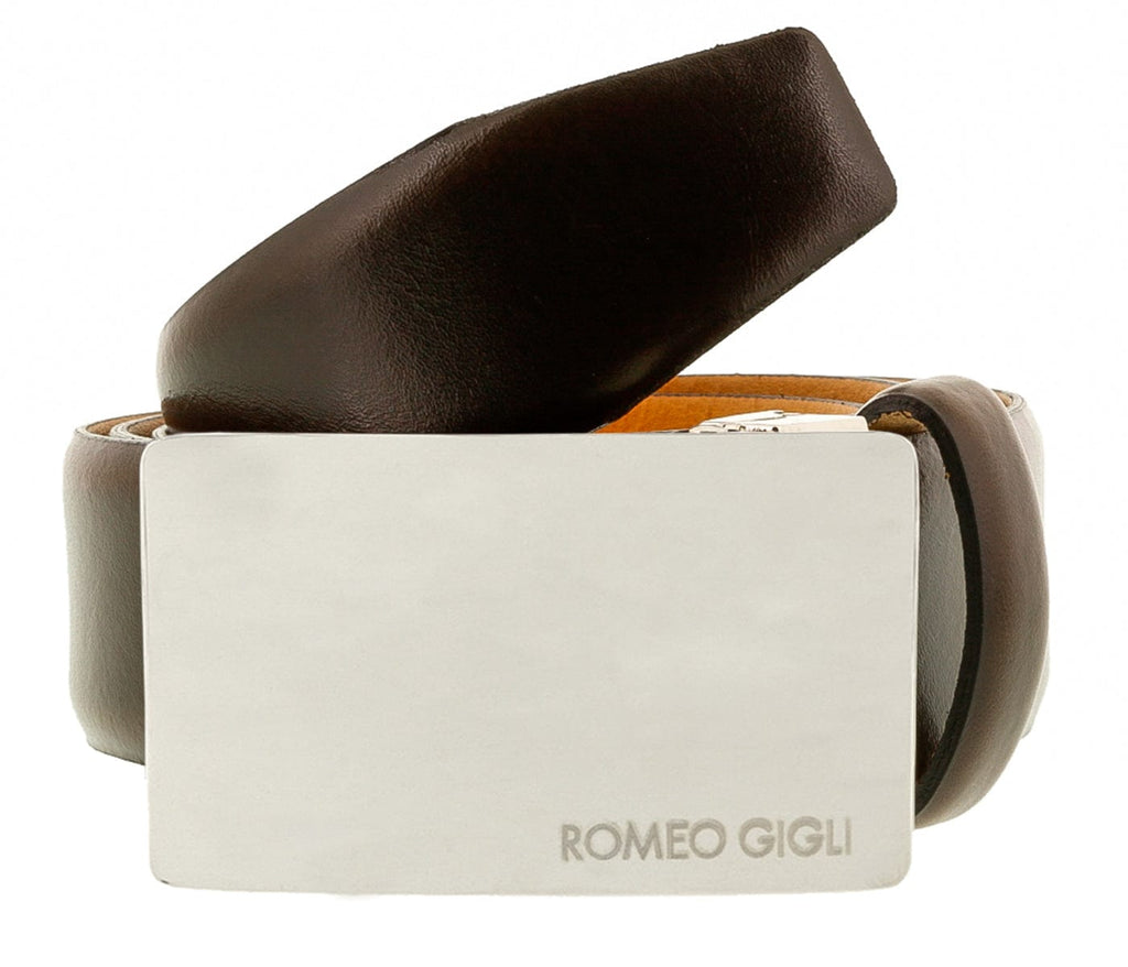 Romeo Gigli C838/35S T.MORO  Dark Brown Leather Adjustable Mens Belt