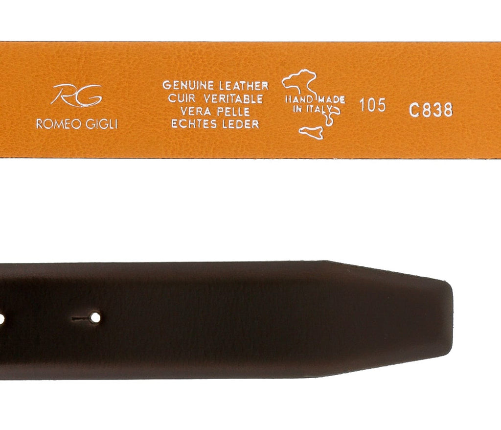 Romeo Gigli C838/35S T.MORO  Dark Brown Leather Adjustable Mens Belt
