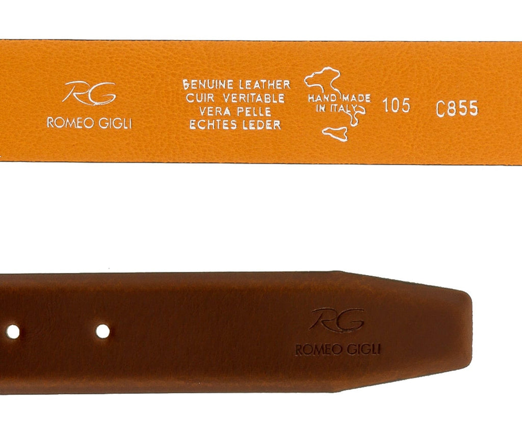 Romeo Gigli C855/35S Brown Leather Adjustable Mens Belt
