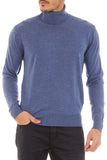 Cashmere Blend Light Blue Roll Neck Sweater