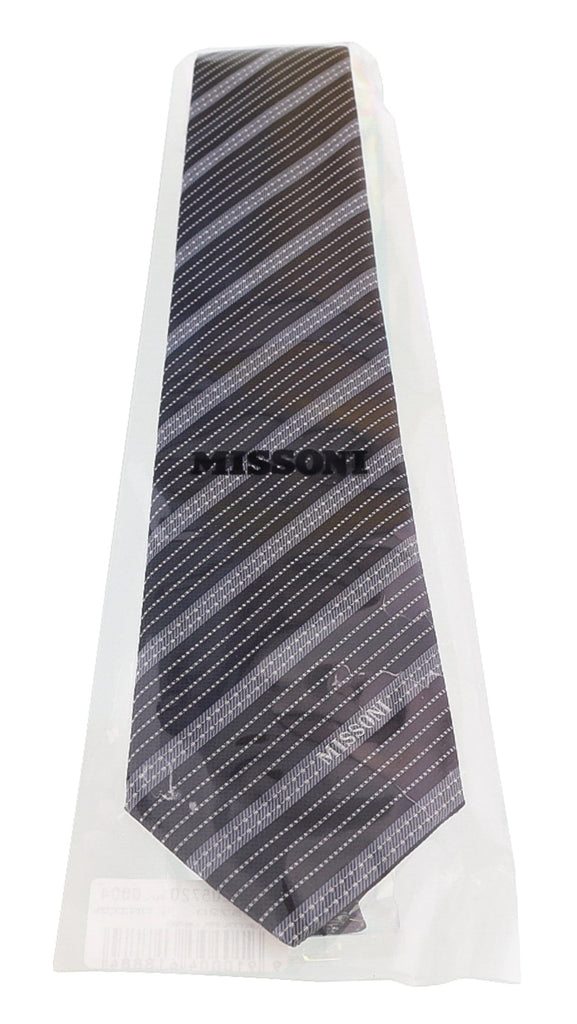 Missoni Multi Stripe Blue/Grey Woven Pure Silk Tie