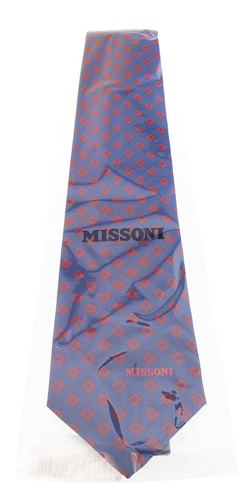 Missoni Diamond Blue/Red Woven Pure Silk Tie