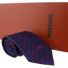 Missoni Diamond Blue/Red Woven Pure Silk Tie