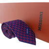 Missoni Square Blue/Red Woven Pure Silk Tie