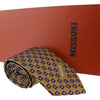 Missoni Square Gold/Blue Woven Pure Silk Tie