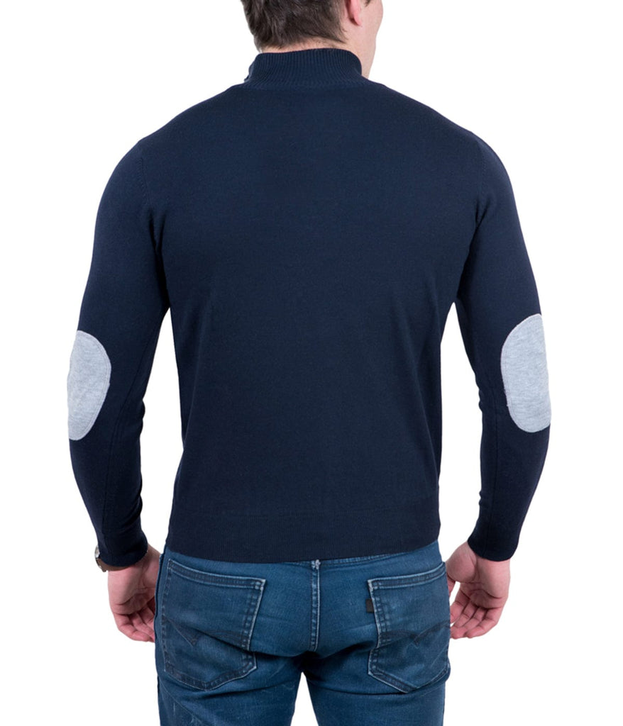Real Cashmere Dark Blue Half Zip Fine Cashmere Blend Mens Sweater