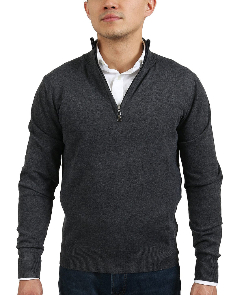 Real Cashmere Anthracite Half Zip Fine Cashmere Blend Mens Sweater