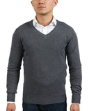 Real Cashmere Anthracite V-Neck Fine Cashmere Blend Mens Sweater-XS