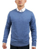 Real Cashmere Light Blue Crewneck Cashmere Blend Mens Sweater-S