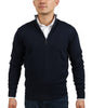 Real Cashmere Dark Blue Half Zip Fine Cashmere Blend Mens Sweater-S