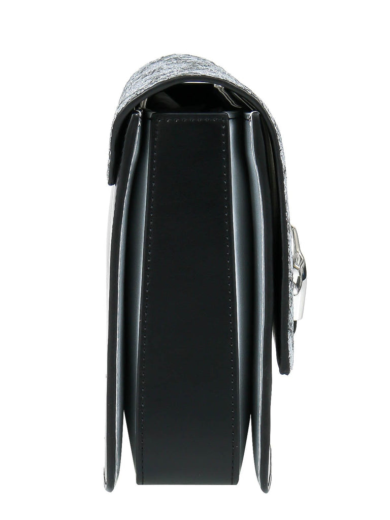 Roberto Cavalli Class GWLPCF B13 Milano Rmx 00 Black/ Silver Large Shoulder Bag