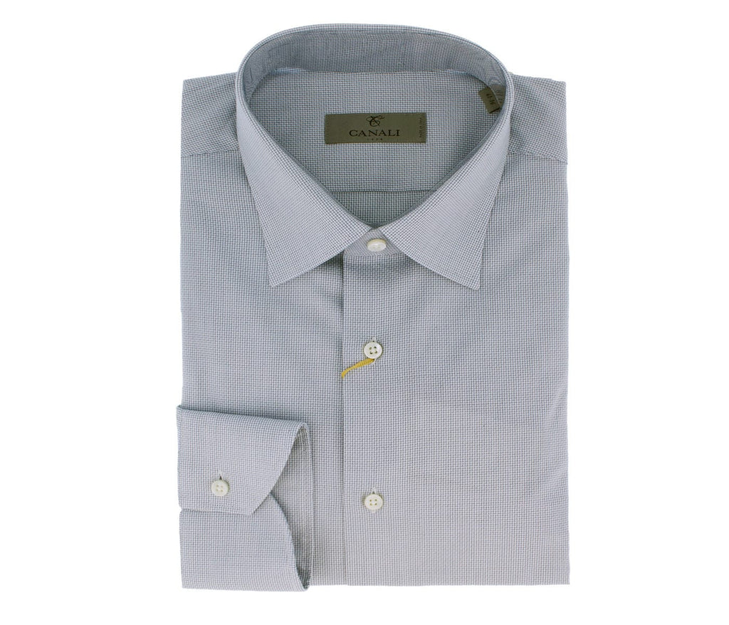 Canali Blue Weave Pure Cotton Formal Mens Dress Shirts