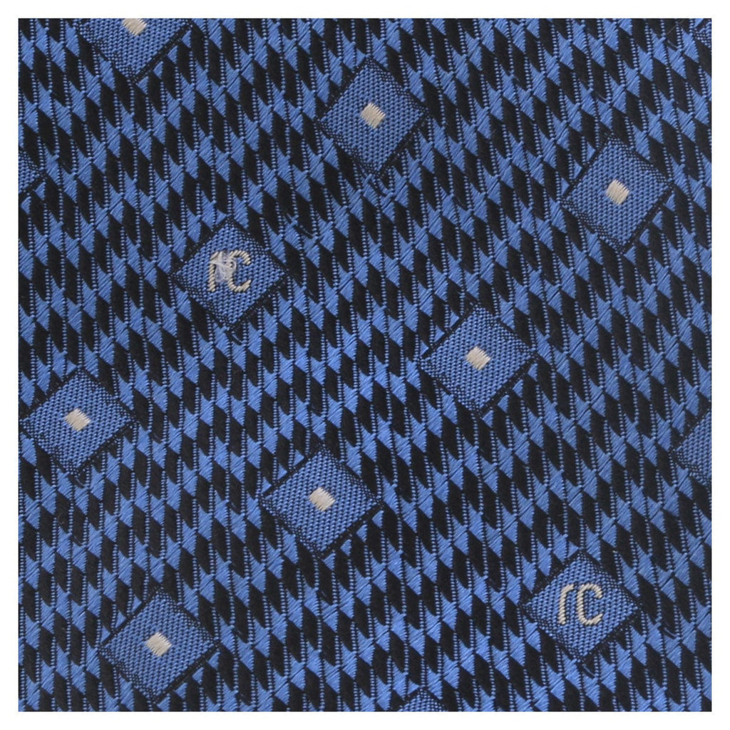 Roberto Cavalli ESZ023 D0174 Blue Marine/Black Micro Diamond Tie