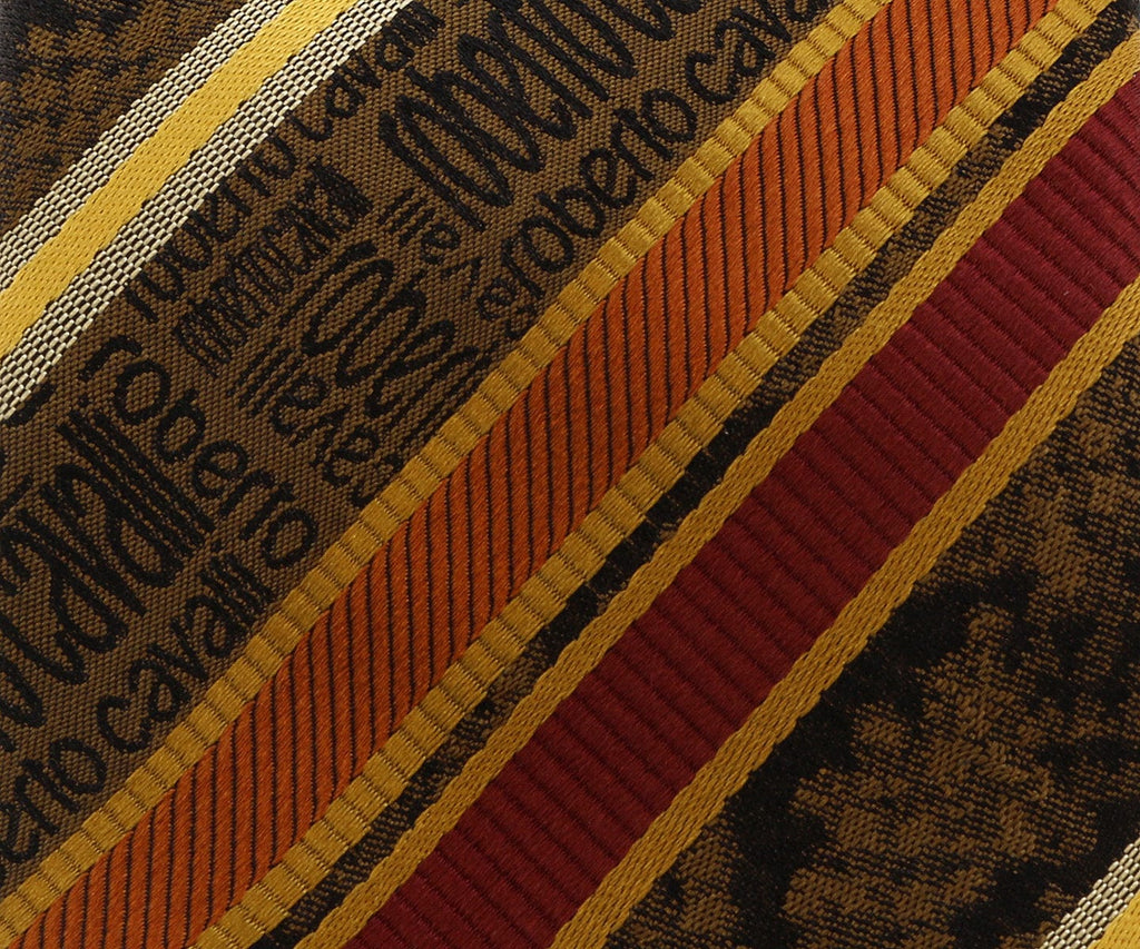 Roberto Cavalli ESZ044 D1431 Mustard/ Red Regimental Stripe Tie