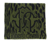 Roberto Cavalli ESZ025 D0491 Green/ Black Wool Blend Leopard Print Mens Scarf