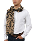 Roberto Cavalli  Camel Wool Blend Leopard Print Mens Scarf