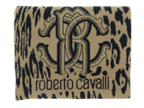 Roberto Cavalli ESZ025 03506 Camel Wool Blend Leopard Print Mens Scarf