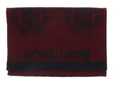 Roberto Cavalli ESZ028 02000 Burgundy Wool Blend Logo Mens Scarf