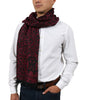 Roberto Cavalli  Burgundy Wool Blend Leopard Print Mens Scarf