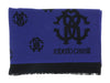 Roberto Cavalli ESZ051 03000 Purple Wool Blend Logo Mens Scarf