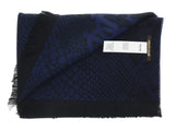Roberto Cavalli ESZ054 04500 Blue Wool Blend Cheetah Print Mens Scarf