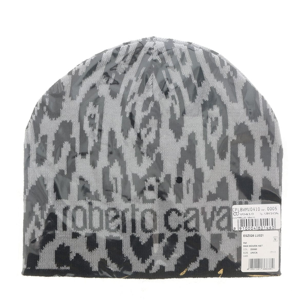 Roberto Cavalli  ESZ026 D0060 Black/Grey Jaguar Beanie Hat