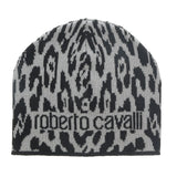Roberto Cavalli   Black/Grey Jaguar Beanie Hat