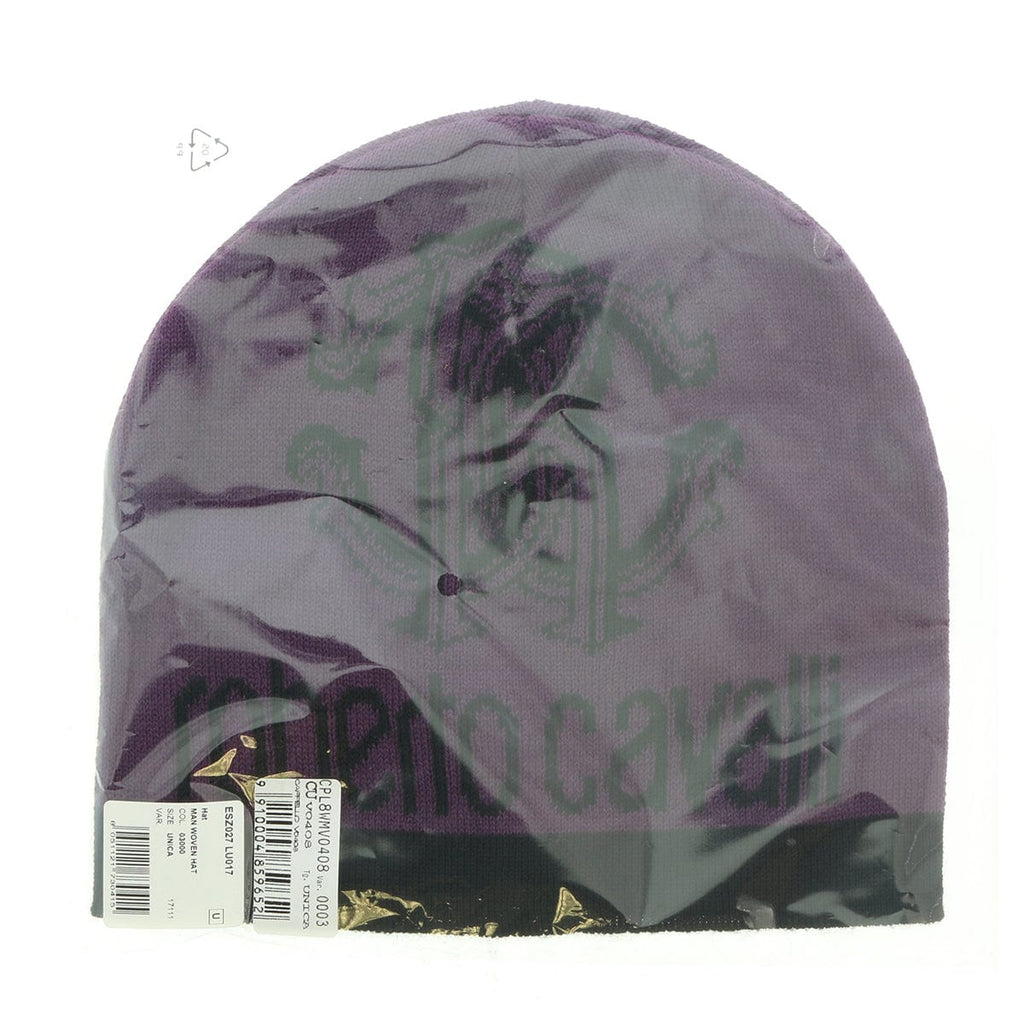 ROBERTO CAVALLI ESZ057 03000 Purple Wool Blend Tiger Print Mens