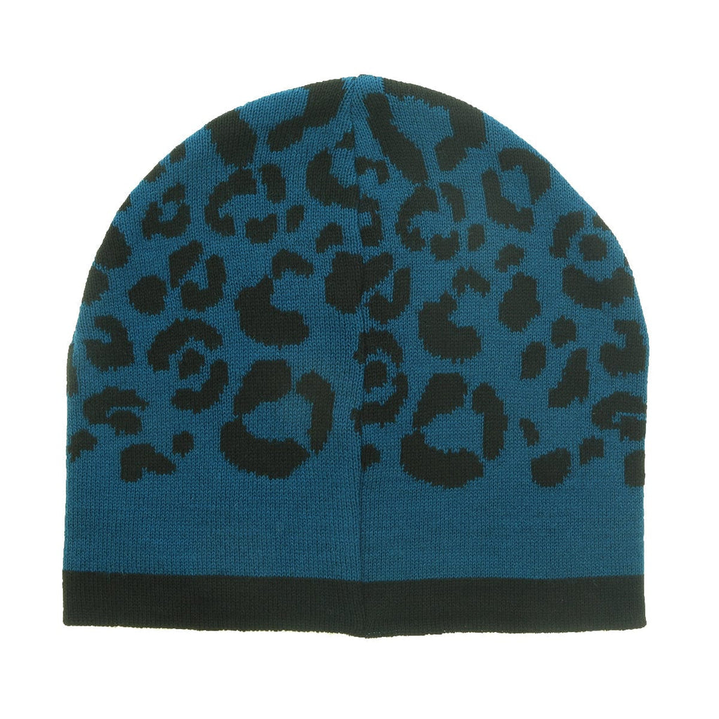 Roberto Cavalli  ESZ031 D2493 Black/Petrol Leopard Beanie Hat
