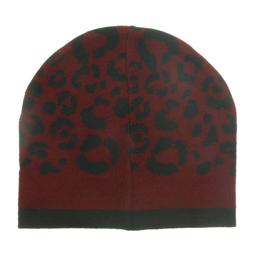 Roberto Cavalli  ESZ031 02000 Maroon Leopard Beanie Hat