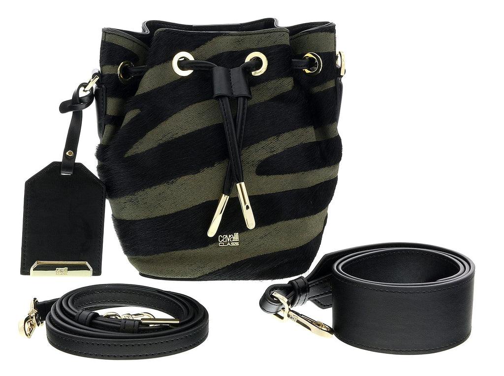 Roberto Cavalli HXLPHI 999 Black/Olive Bucket Bag