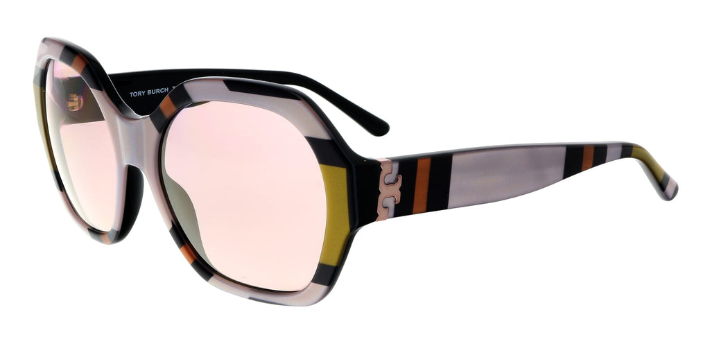 Tory Burch  Metallic White / Orange Square Sunglasses