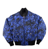 Versace Jeans Couture Baroque Print Full Zip Blue/Black Bomber Winter Reversible Jacket