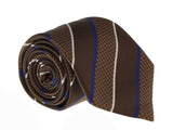 Canali Brown/Blue Pure Silk Traditional Stripe Tie- Blade Width 3in